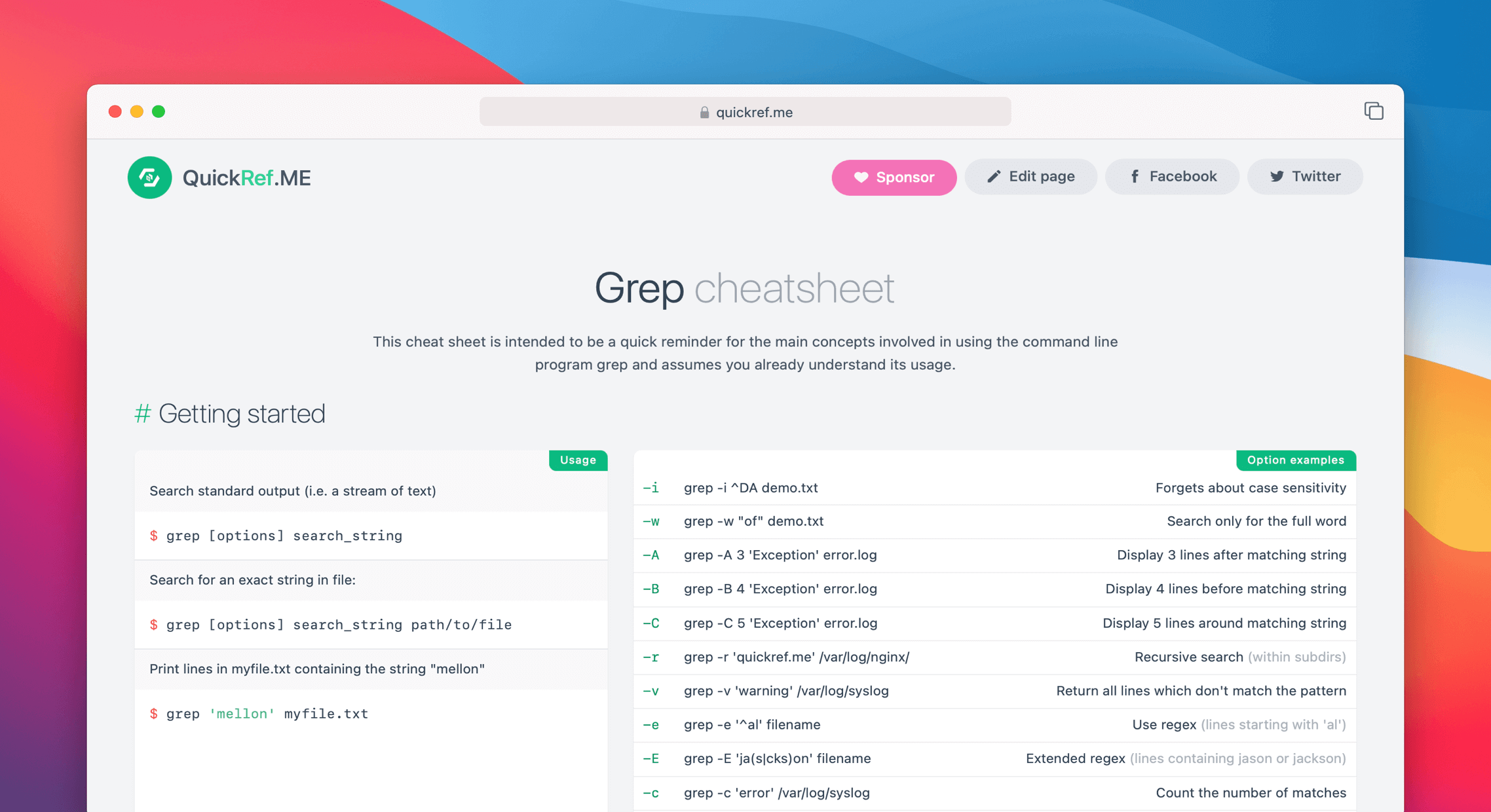 Matthew Grep Grep Command Cheat Sheet & Quick Reference